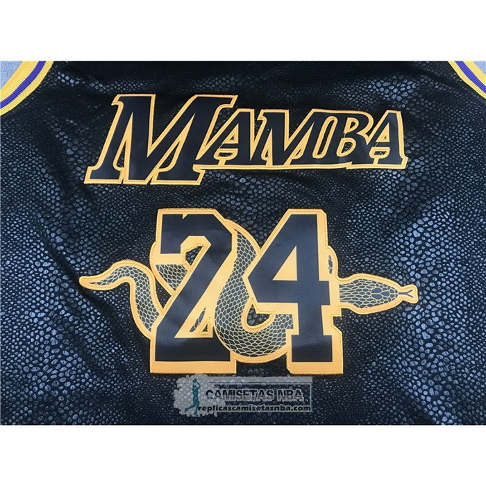 Camiseta Los Angeles Lakers Kobe Bryant NO 24 8 Black Mamba Negro